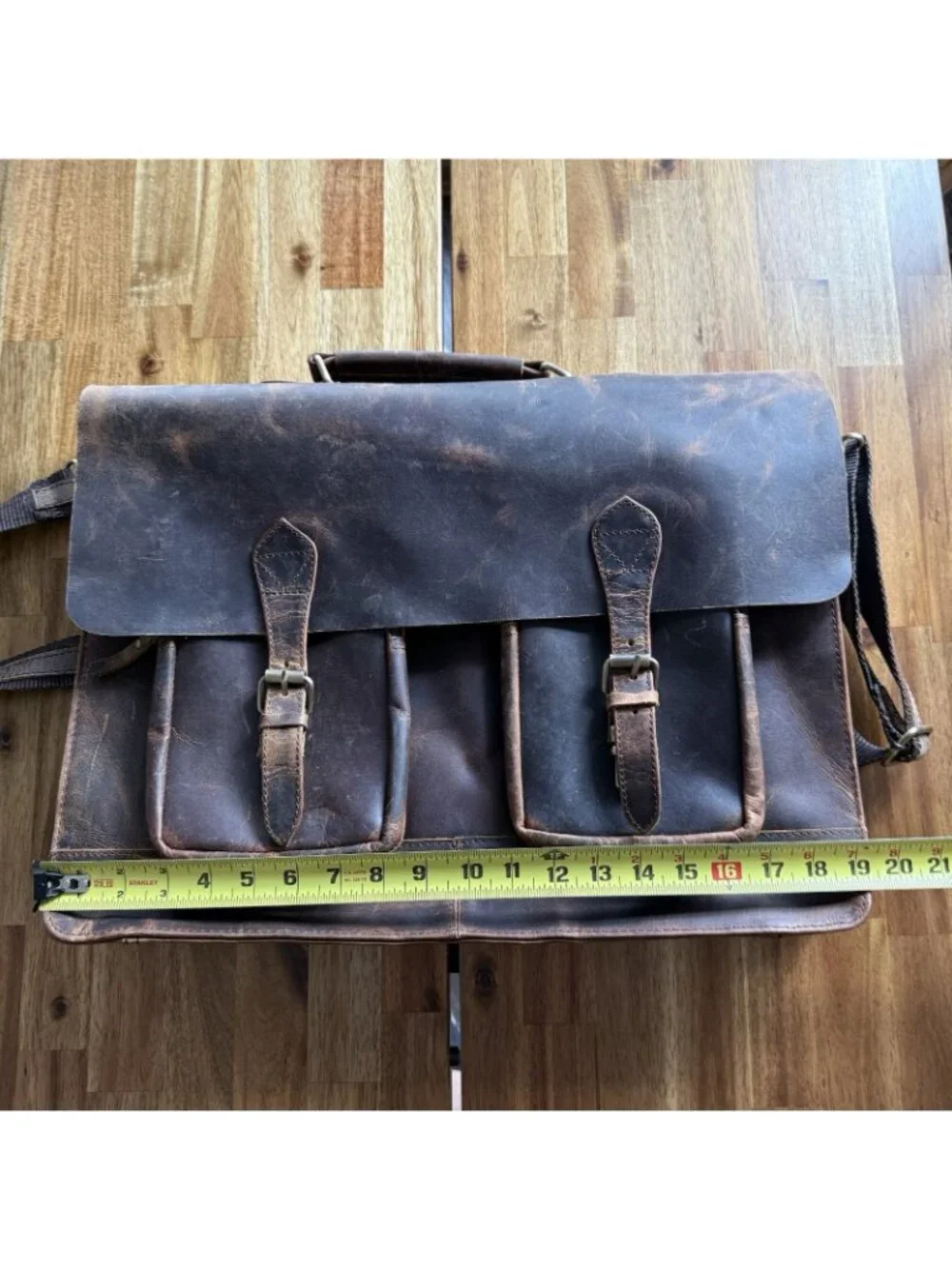 Denver‎ Leather Craft Potter Messenger Briefcase Bag Sz M Top Grain Buffalo NWOT